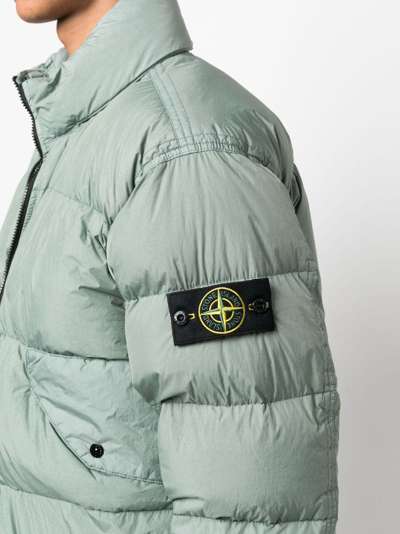 Shop Stone Island Crinkle Reps Compass-badge Puffer Jacket In Green