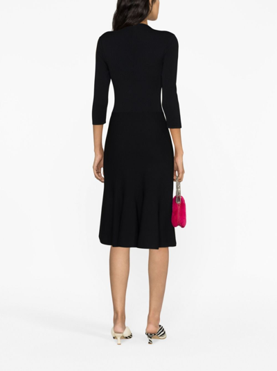 Shop Stella Mccartney Knitted Midi Flared Dress In Black