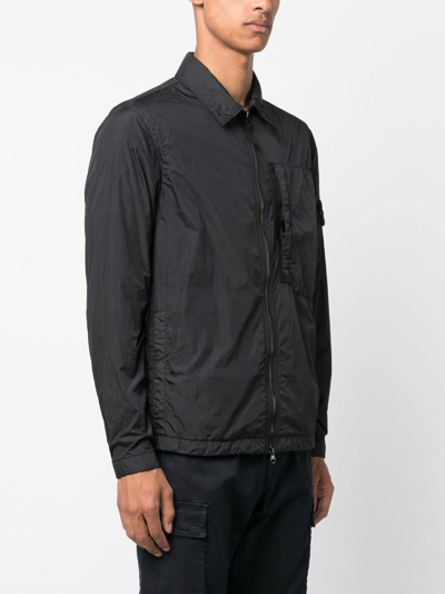 Shop Stone Island Crinkle Reps Compass-badge Lightweight Jacket In Black
