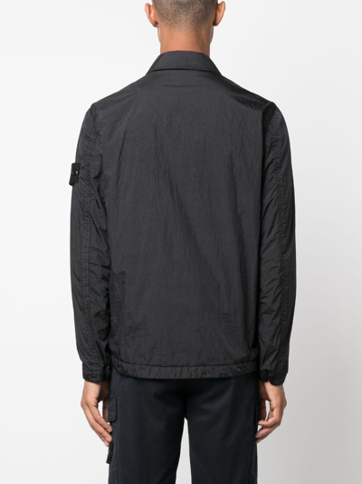 Shop Stone Island Crinkle Reps Compass-badge Lightweight Jacket In Black