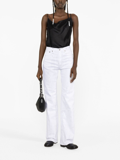 R13 Jane Crackled-effect Wide-leg Jeans In White