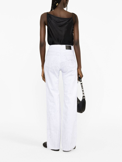 R13 Jane Crackled-effect Wide-leg Jeans In White