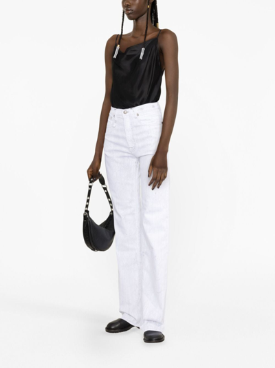R13 Jane Crackled-effect Wide-leg Jeans In White