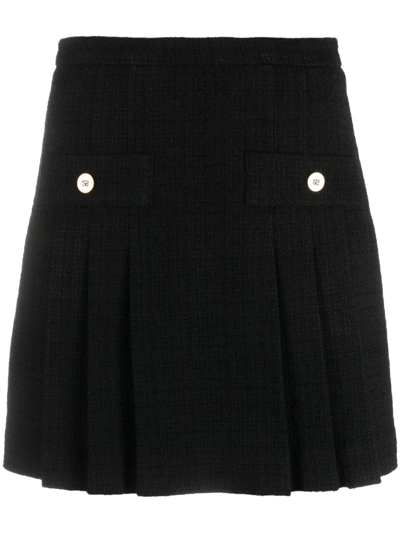 Shop Sandro High-waisted Pleated Miniskirt In Black