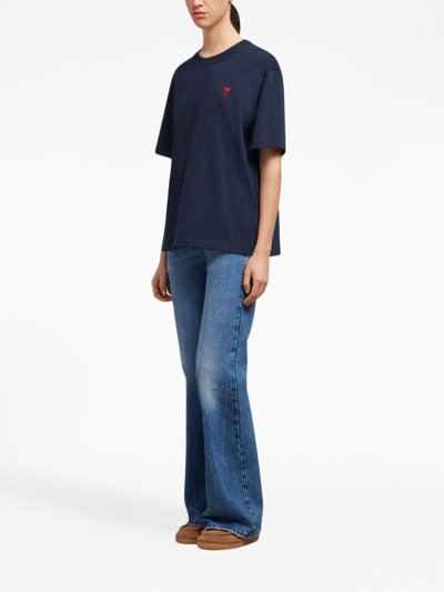 Ami Alexandre Mattiussi Ami Paris Embroidered Logo T-shirt In Blue