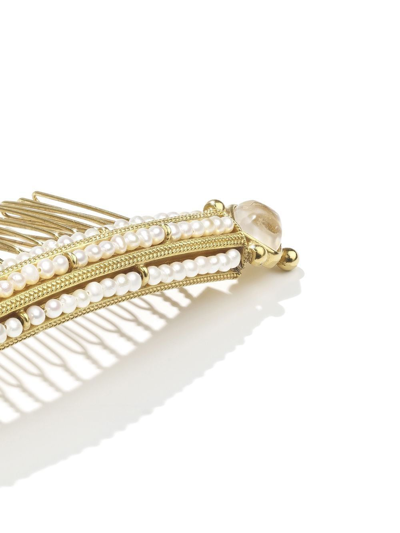 Shop Goossens Venise Pearl-detail Comb In Gold