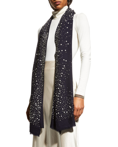 Shop K Janavi Echo Merino Wool Scarf In Navy