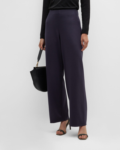 Shop Eileen Fisher Knit High-rise Straight-leg Pants In Nocturne