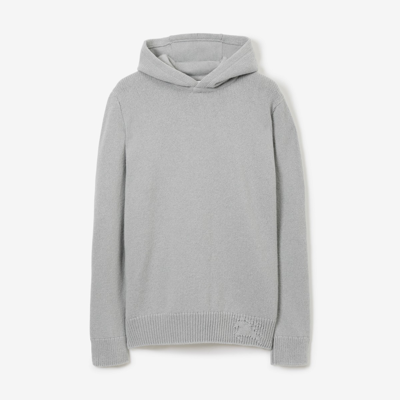 Shop Burberry Wool Cashmere Hoodie In Pale Grey