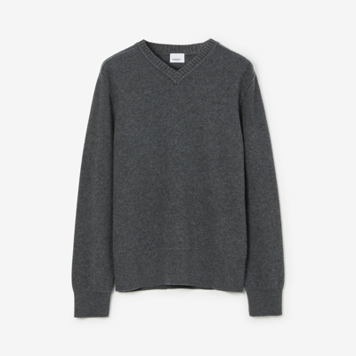 Shop Burberry Wool Cashmere Sweater In Dark Grey Melange