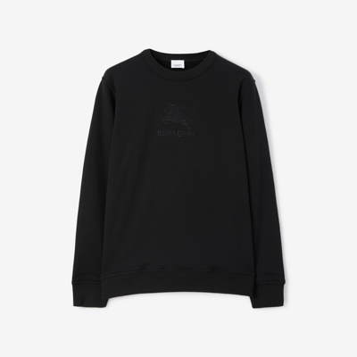 Shop Burberry Ekd Cotton Sweatshirt In Black