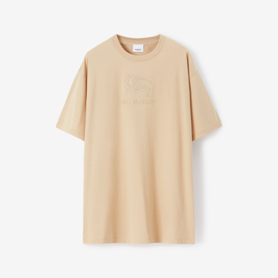 Shop Burberry Ekd Cotton T-shirt In Soft Fawn