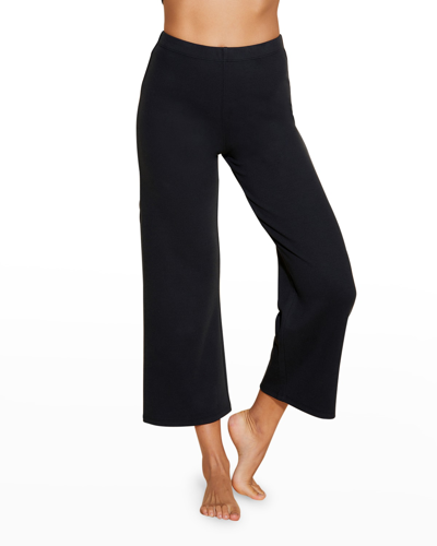 Shop Cosabella Michi Cropped Double-knit Pants In Black