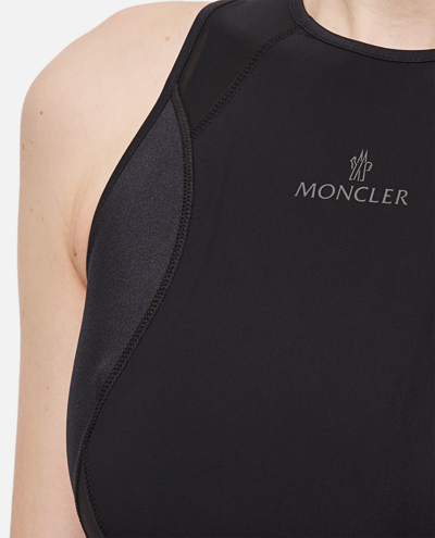 Shop Moncler Jersey Top In Black