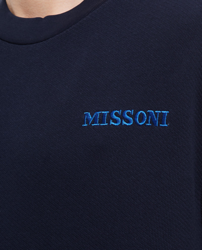 Shop Missoni Crewneck Cotton Sweatshirt In Black