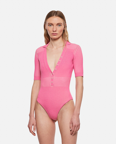Shop Jacquemus Le Body Yauco Viscose Bodysuit In Pink