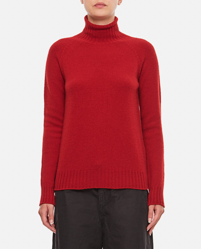 Shop Drumohr Lamswool Turtleneck Sweater In Red