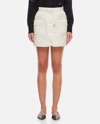 Shop Moncler Quilted Shiny Nylon Miniskirt In White