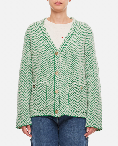 Shop Barrie Cashmere Cardigan Jacket In Green
