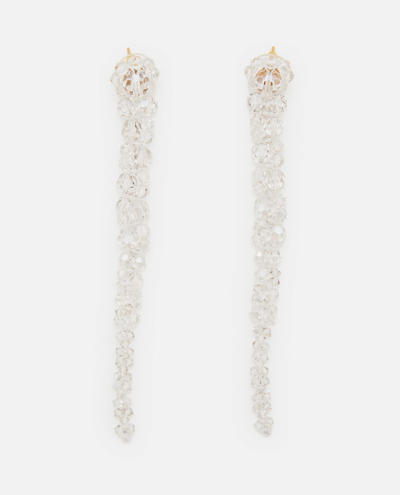 Shop Simone Rocha Drip Crystal Earrings In Silver