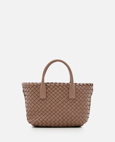 Shop Bottega Veneta Mini Cabat Leather Tote Bag In Brown