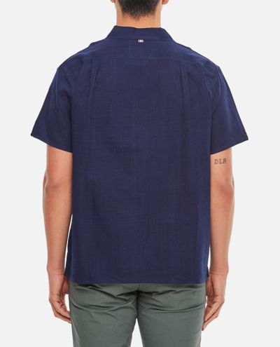 Shop Kardo Cotton Bowling Shirt In Blue