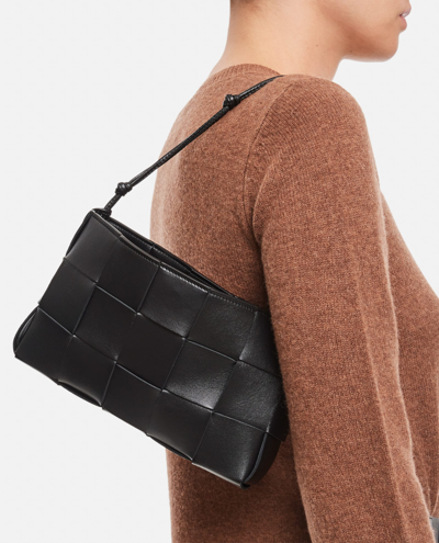 Shop Bottega Veneta Cassette Pouch On Strap Leather Shoulder Bag In Black