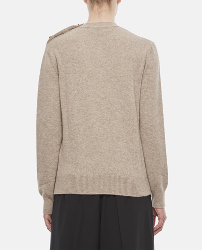 Shop Bottega Veneta Classic Cashmere Sweater With Knot Buttons In Beige