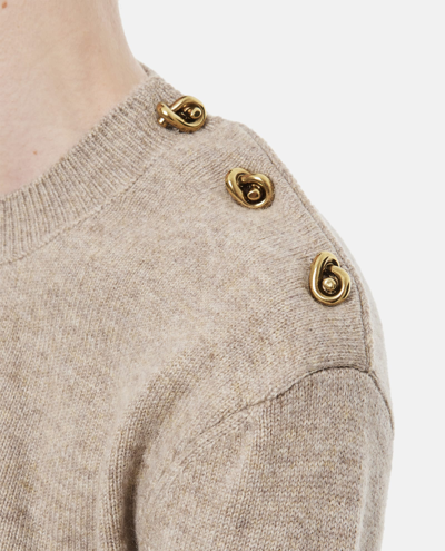 Shop Bottega Veneta Classic Cashmere Sweater With Knot Buttons In Beige