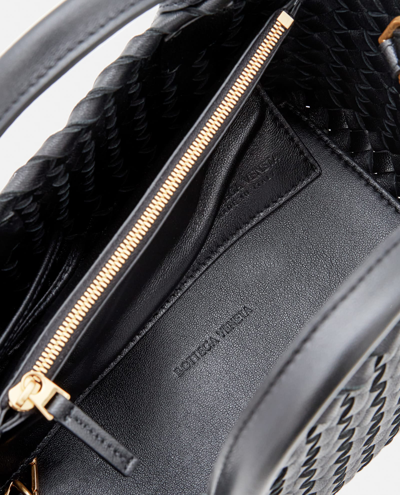 Shop Bottega Veneta Mini Cabat Leather Tote Bag In Black