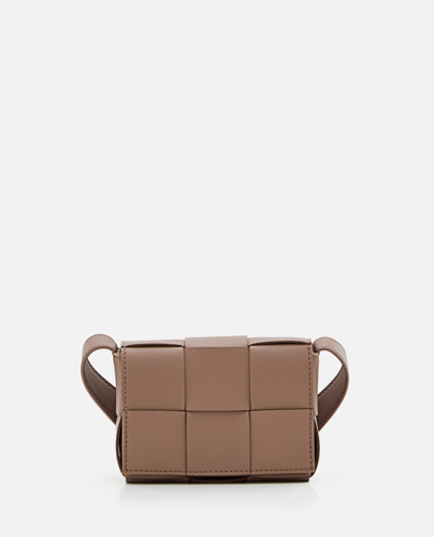 Shop Bottega Veneta Candy Cassette Leather Shoulder Bag In Brown