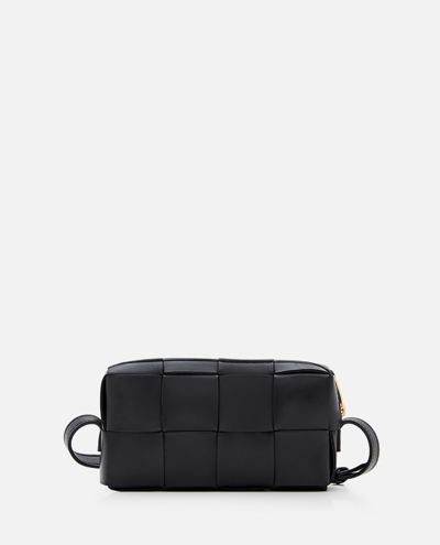 Shop Bottega Veneta Phone Pouch Leather Shoulder Bag In Black