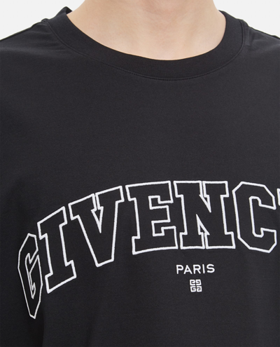 Givenchy Logo-embroidered Cotton T-shirt In Black