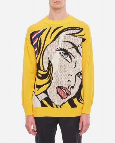 Shop Junya Watanabe Printed Crewneck Sweatshirt In Yellow