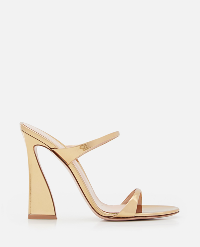 Shop Gianvito Rossi 110mm Aura Lame Leather Sandals In Golden