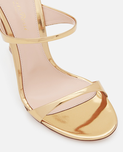 Shop Gianvito Rossi 110mm Aura Lame Leather Sandals In Golden