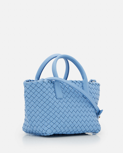 Shop Bottega Veneta Mini Cabat Leather Tote Bag In Clear Blue