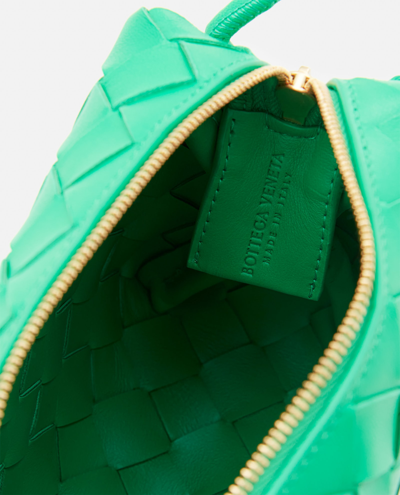 Shop Bottega Veneta Mini Loop Leather Crossbody Bag In Green