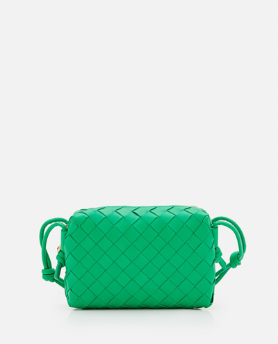 Shop Bottega Veneta Mini Loop Leather Crossbody Bag In Green