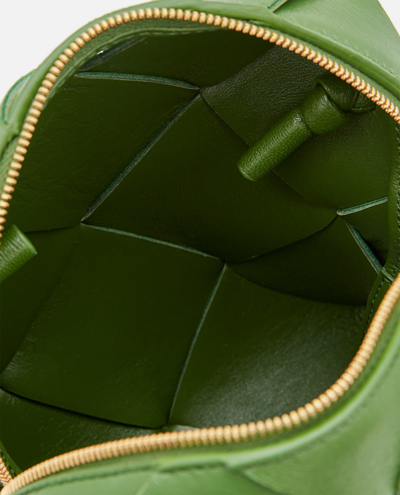 Shop Bottega Veneta Mini Cassette Leather Camera Bag In Green
