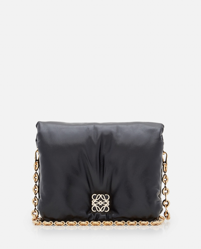 Loewe Goya Puffer Leather Shoulder Bag In Black