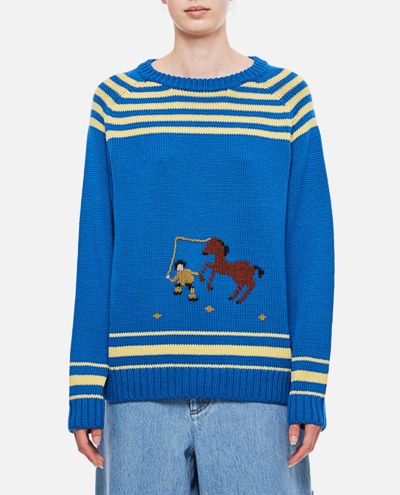 Shop Bode Wool Turtleneck Sweater In Clear Blue