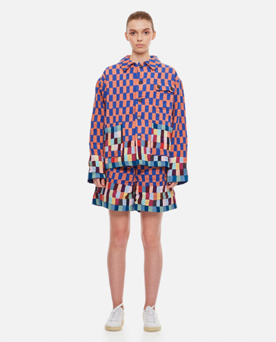 Bode Mini Patchwork Shorts In Blue