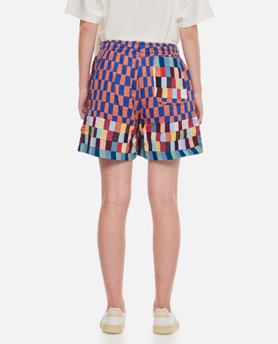 Bode Mini Patchwork Shorts In Blue