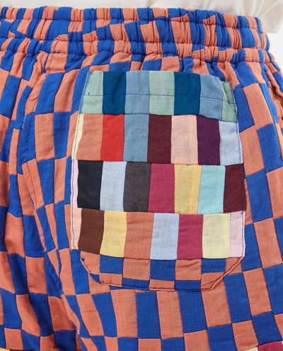 Bode Mini Patchwork Shorts In Blue