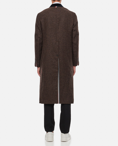 Shop Thom Browne Elongated Patch Pocket Top Collar In Shetland In Brown