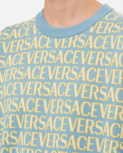 Shop Versace Knit Sweater  All Over In Multicolour