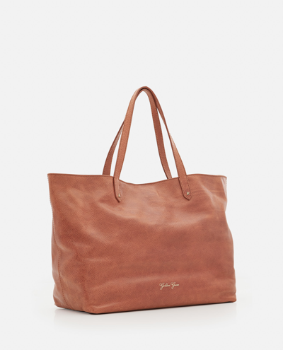 Shop Golden Goose Pasadena Leather Tote Bag In Brown