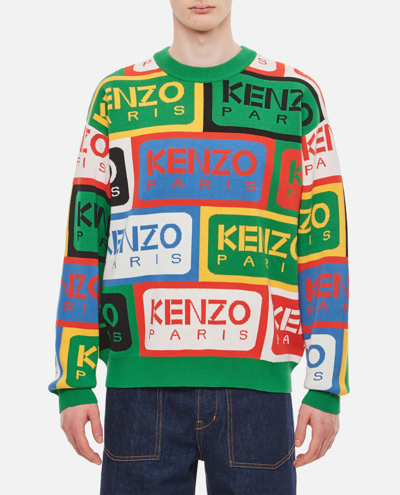 Shop Kenzo Label Jumper In Multicolour