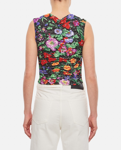 Collina Strada Floral-print Ruched Vest Top In Black